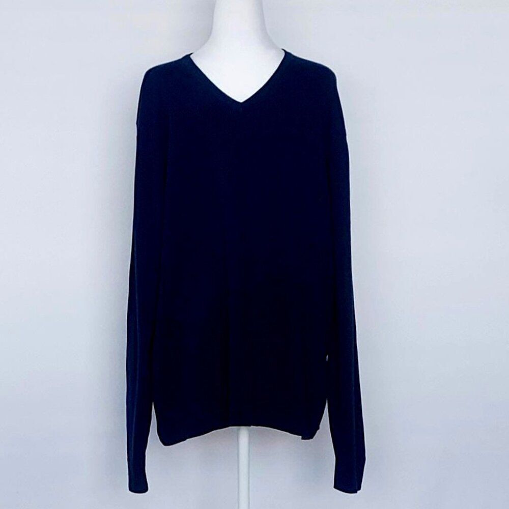 Alfani Men’s Long‑Sleeve V‑Neck Keyitem Sweater – Navy (XL)